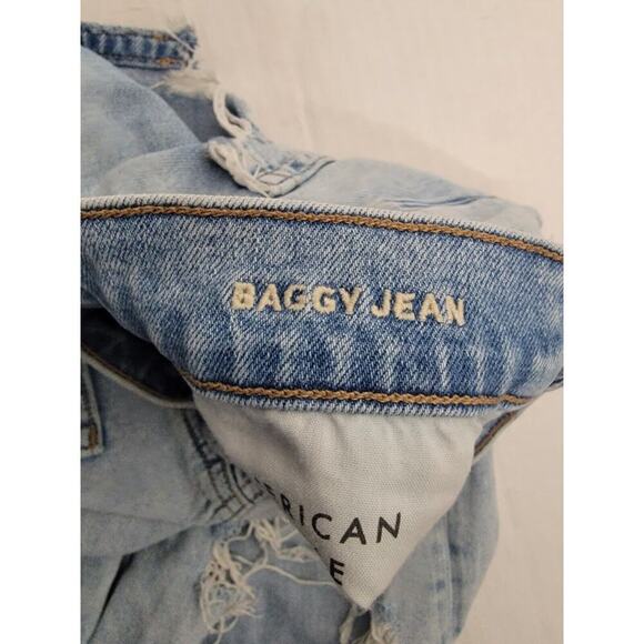 AMERICAN EAGLE Baggy Jeans Womens Sz 2 High Rise Distressed Destroy Straight - Picture 8 of 11